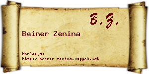 Beiner Zenina névjegykártya